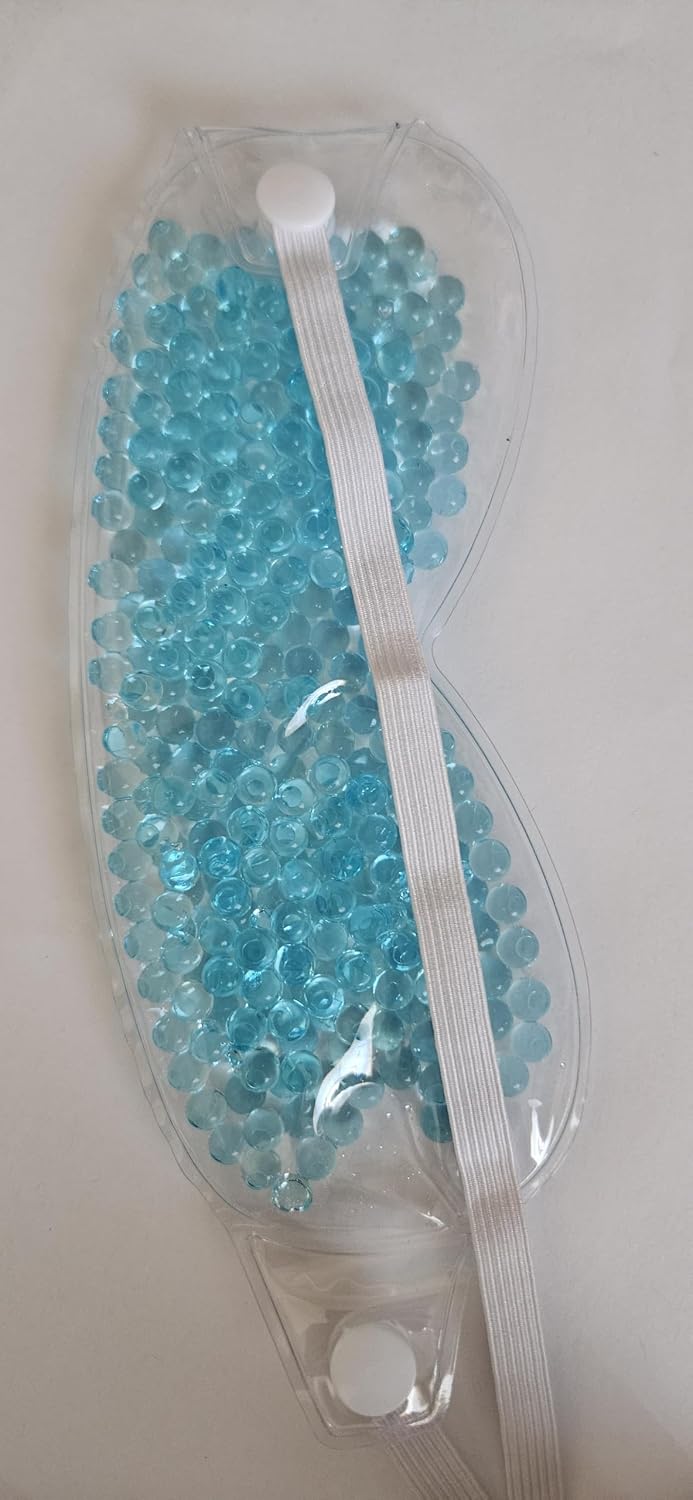 (Set of 2) Gel Beads Eye Mask, Blue, Reusable Hot Cold Therapy, Flexible Comfort Design for Puffiness, Headaches, Migraines, Stress Relief, Eye Bags