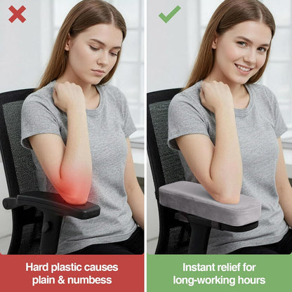 Smiry Memory Foam Office Chair Armrest Pads, Non-Slip Armrest Cushion | Ergonomic Arm Rest Pads with Adjustable Buckles and Straps, Elbow Relief for Desk, Gaming & Wheelchair, Black, Set of 2
