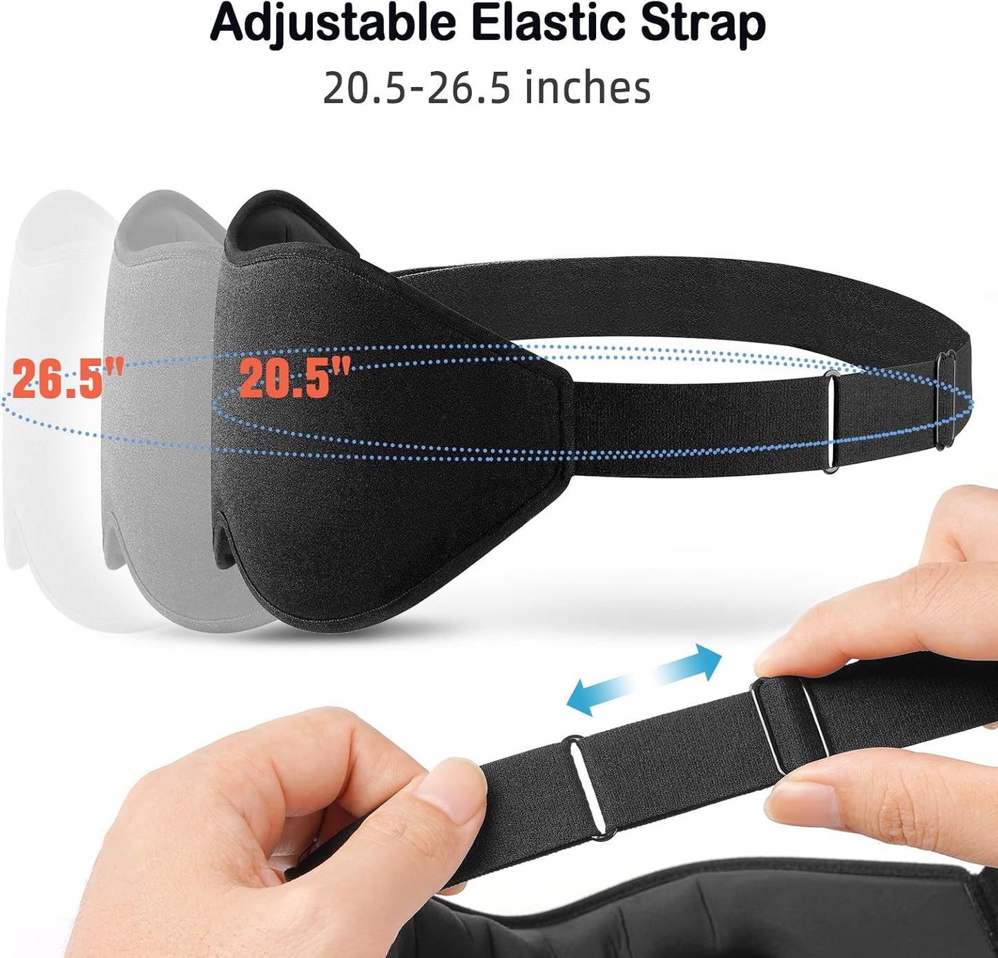 LitBear Sleep Mask for Side Sleeper Women Men, Eye Mask for Sleeping | Light Blocking 3D Contoured Sleeping Mask, Soft Breathable Sleep Eye Mask with Adjustable Elastic Strap for Travel, Black