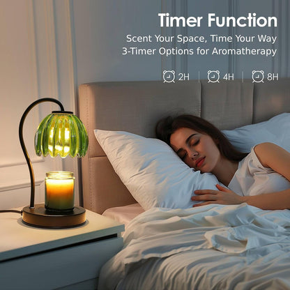 Electric Candle Warmer Lamp with Timer & Dimmer, Gray Tulip Lampshade