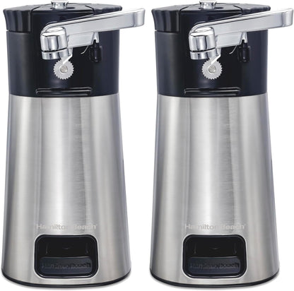 Hamilton Beach OpenStation Electric Can Opener With Automatic Shutoff | SureCut Technology Easily Aligns Cans | OpenMate Multi-Tool Jar & Bottle Opener | Cord Storage | Stainless Steel | 76382FJ
