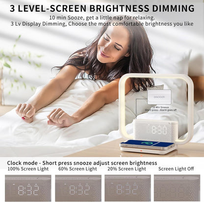 RETEYUNG Sunrise Alarm Clock Wireless Charger Sound Machine for bedrooms