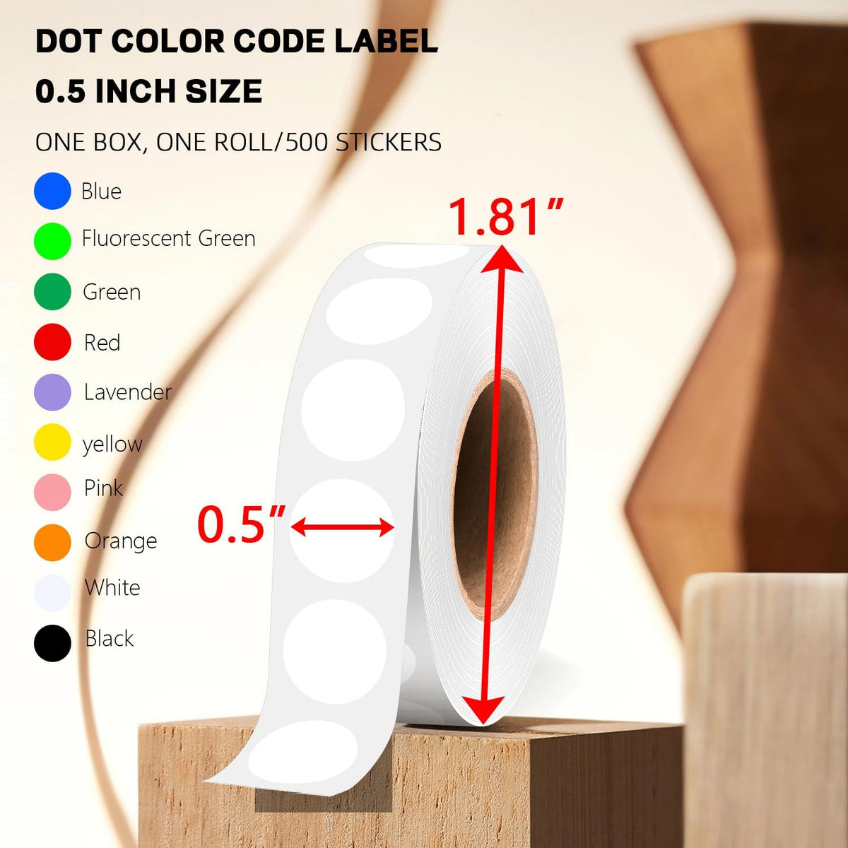 1/2 Inch Round Sticker,4 Rolls 2000Pcs Small Dot Stickers Color-Code Dots