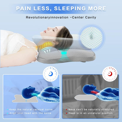 Pain Relief Cervical Pillow for Neck Support, Adjustable Ergonomic Pillow | Cozy Sleeping, Odorless Orthopedic Memory Foam Pillow, Contour Bed Pillow for Side Back Stomach Sleeper