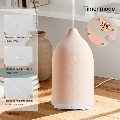 Aroma Diffuser,500ML Ceramic Ultrasonic with 7-Color LED Light，Essential Oil Diffuser for Home ，Quiet Cool Mist Diffuser for Bedroom, Office