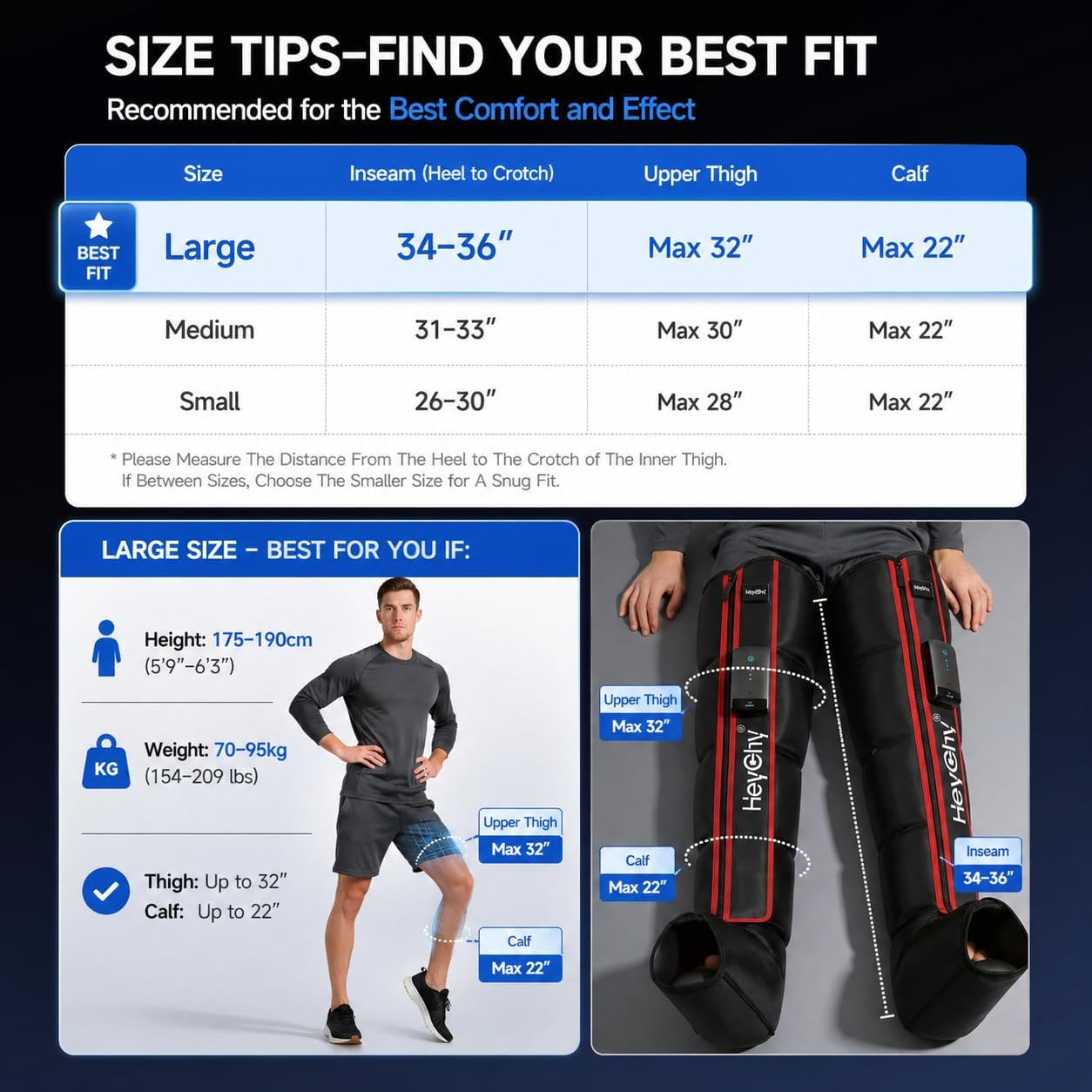 Air Compression Leg Recovery Boots, Cordless, 5 Levels, Large | Ideal for Athletes, Runners, Seniors and Daily Users Seeking Convenient Post-Workout and Leg Relaxation FSA Eligible HSA