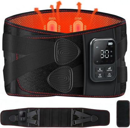 Cordless Heating Massage Belt for Lower Back Soothe Discomfort - 5000mAh Adjustable Heat Therapy Wrap with 4 Vibration Modes - Portable Heating Pad for Muscle Relaxation, Ideal Gift for Men & Women