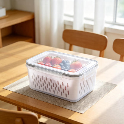 6 Packs Large Fruit Containers, Fridge Organizer Bins | Plastic Airtight Food Storage Containers with Removable Colander for Berries, Fruits, Vegetables, Salad