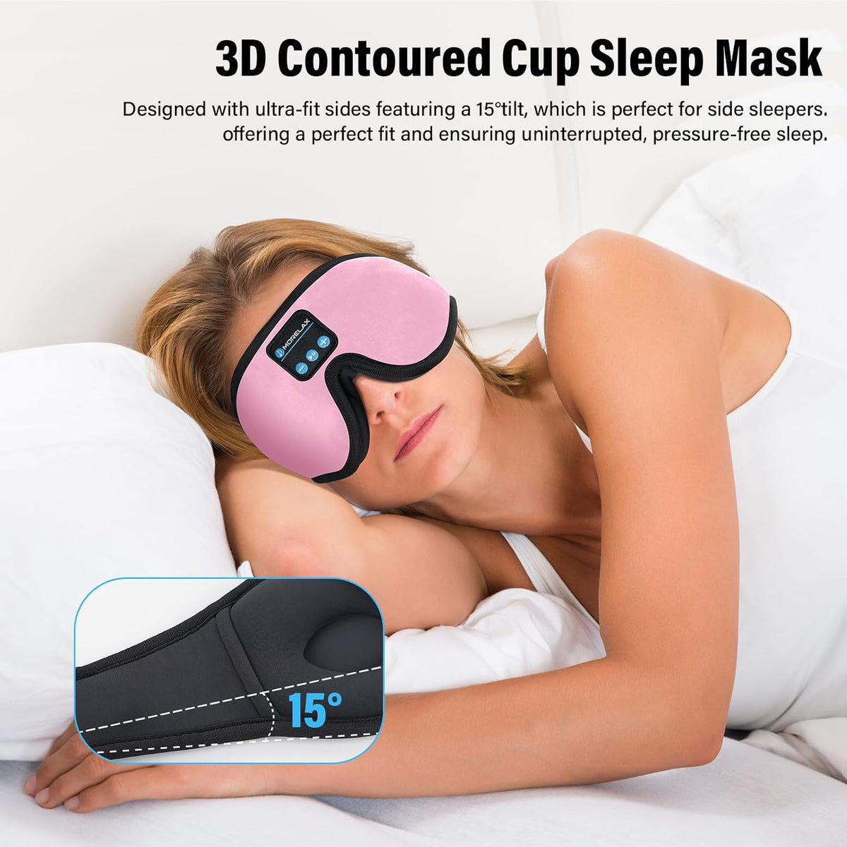 Sleep Headphones,Sleep Mask for Side Sleeper,3D Eye Mask for Sleeping with Stereo Speakers,Bluetooth Headphone,Perfect for Gifts for Women/Men Black