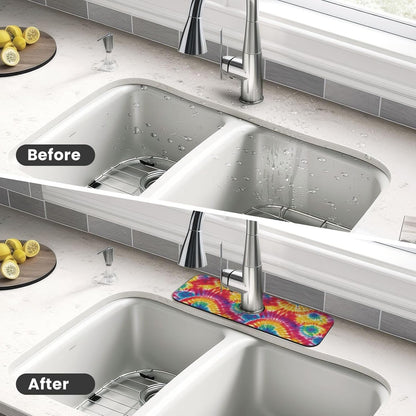 Wildflowers Floral Flower Kitchen Sink Splash Guard Faucet Mat Super Absorbent Fast Drying Mat Sink Gadgets-Fast Drying Pad Sink Mat For Kitchen Bathroom (15" X 5.5" )