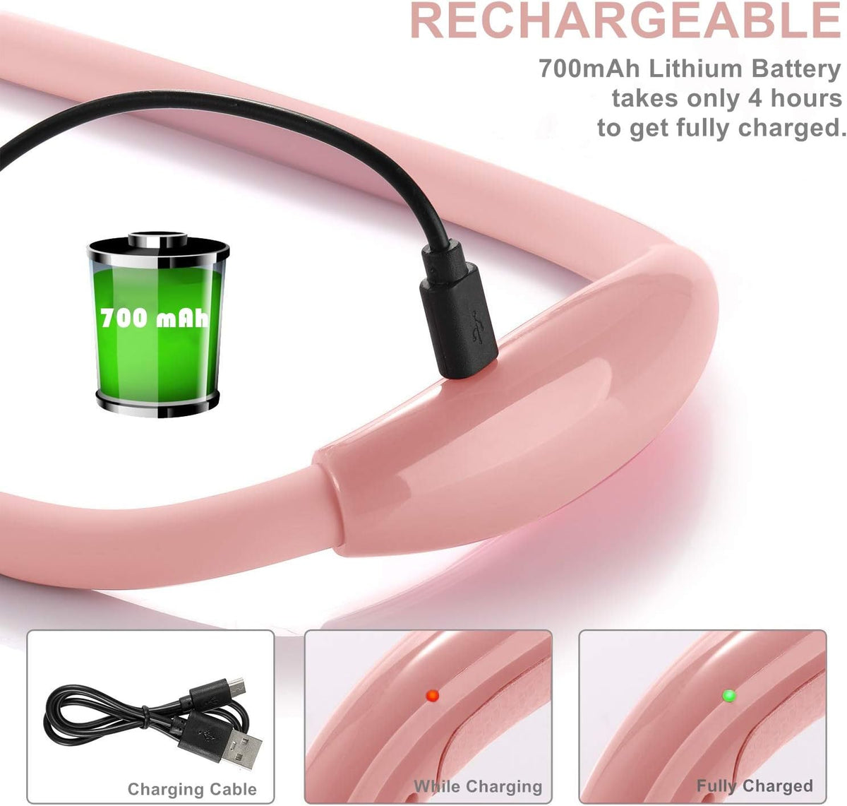 Rechargeable 4 LED Neck Reading Light, Book Lights for Reading in Bed, 3 Brightness Levels, Bendable Arms, Long Lasting. Perfect for Reading, Craft & Knitting (Army Green)