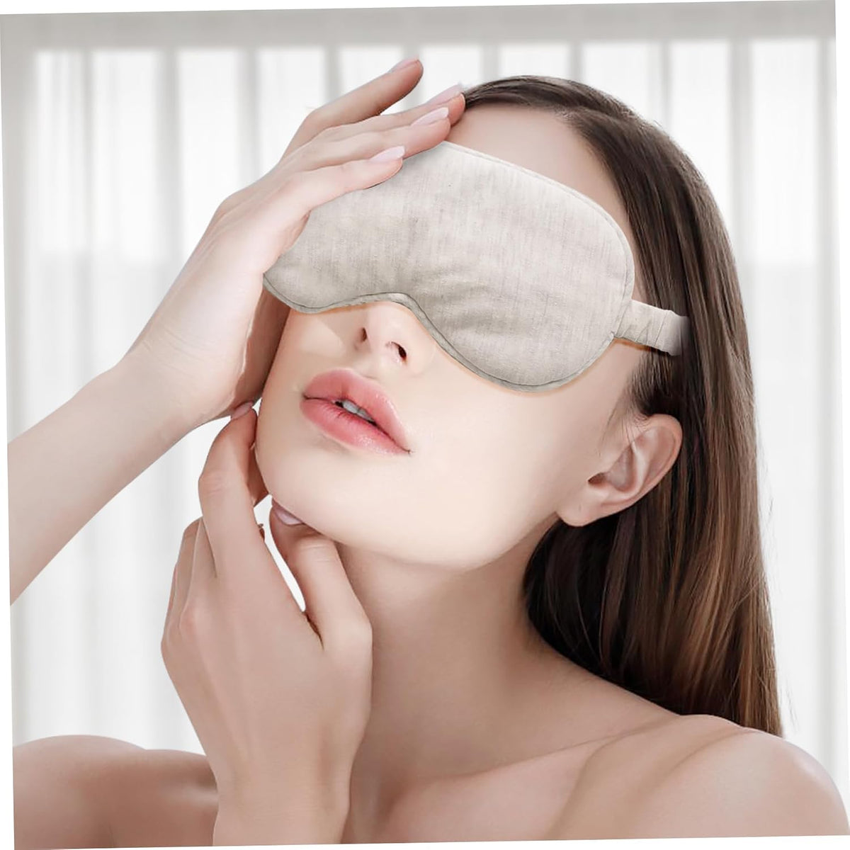 Eye Masks for Sleep, Beige Organic Cotton Sleep Mask Lightweight Elastic Eye Mask for Men Women Sleeping, Traveling