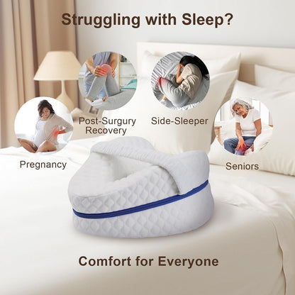 BEAUTRIP Leg Pillow | Ergonomic Side Sleeping Pillows | Memory Foam Knee Pillow with Strap for Side Sleeper | Leg Support Cushion with Removable and Washable Cover