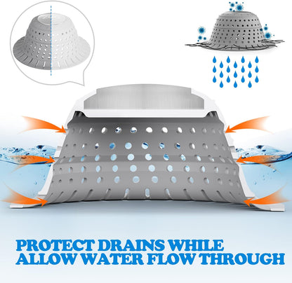 Shower Drain Hair Catcher Bathtub Drain Strainer Sink Drain Protector | Collapsible Pop-Up Drain Hair Catcher, Traps Hair & Prevents Clogs, Easy to Clean, Bathroom Fixture Accessories, Gray