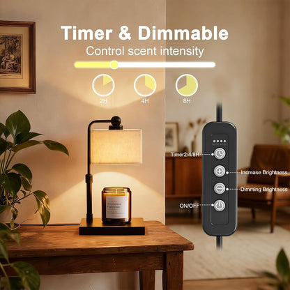 Candle Warmer Lamp with Timer, Best House Warming Gift, Height Adjustable & Dimmable Electric Candle Warmer Lamp, Includes 2 Bulbs, Birthday Gift for Women, Mom, Housewarming - Flaxen