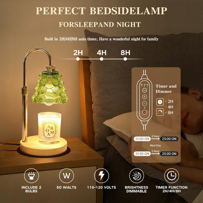 Fragrance Candle Warmer Lamp with 2 Bulbs Electric Candle Warmer with Timer & Dimmer for Home Decor