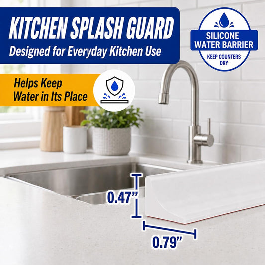 39 inch Silicone Water Guard for Kitchen Sink, Rubber Shower Threshold Splash Guard, Shower Barrier Water Strip Dam, Corner Water Retaining Dam Strip for Kitchen Sink Cooktop Bathroom Tub