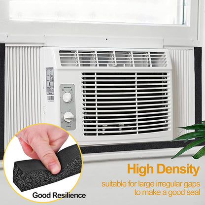 High Density Foam Tape Air Conditioner Window Seal, 1x1 Inch Thick Foam Stripe with Adhesive for Window AC Insulation, Weather Stripping for Doors and Windows Insulation, AC Foam Tape, White