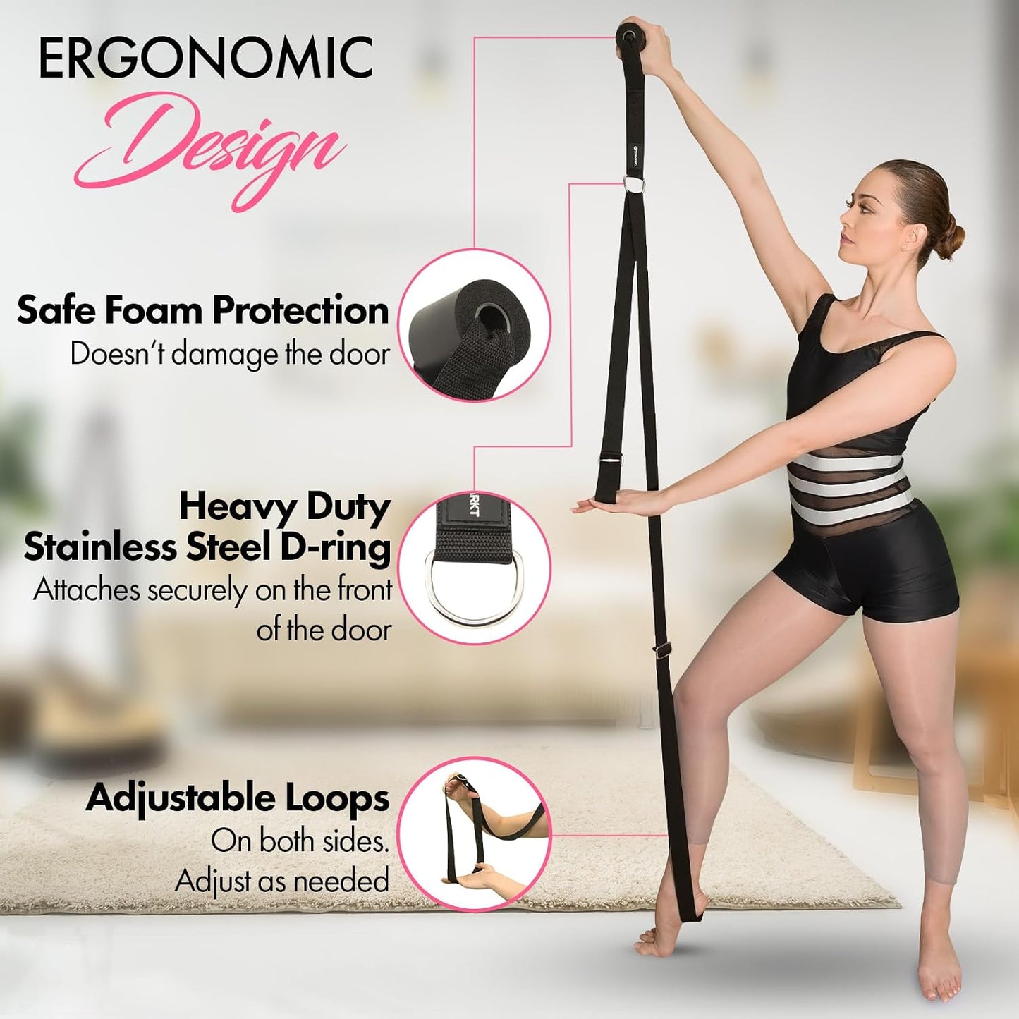 Stretching Strap with Door Anchor for Splits and Flexibility Training | Improve Leg Flexibility at Home, Ideal for Ballet, Dance, Cheerleading, Yoga, Pole Dance and Gymnastics