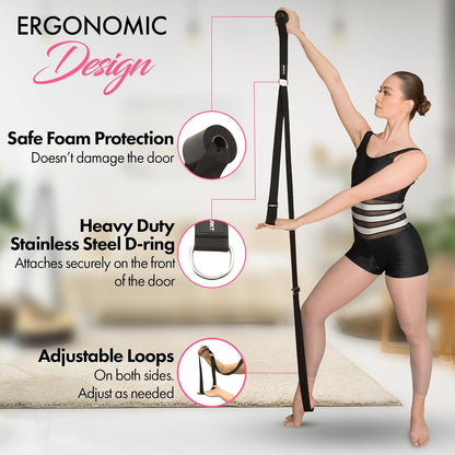 Stretching Strap with Door Anchor for Splits and Flexibility Training | Improve Leg Flexibility at Home, Ideal for Ballet, Dance, Cheerleading, Yoga, Pole Dance and Gymnastics