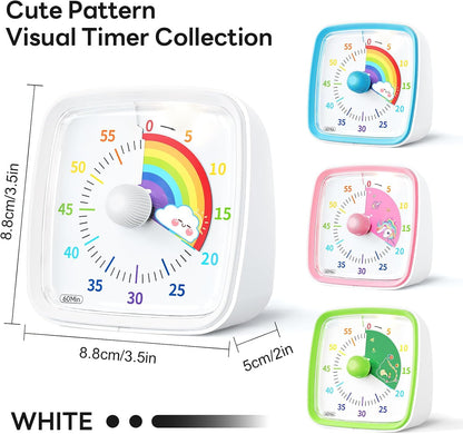 Yunbaoit Visual Timer with Night Light, 60 Minute Countdown, Light Blue | 3 Alarm Modes, Mute Flash, for Kids and Adults, Time Management Tool for Classroom, Home, School, and Work