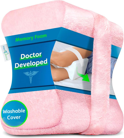 Sports Medica Doctor Developed Knee Pillow for Side Sleepers - Washable Cover Memory Foam Leg Pillow for Side Sleeping - Between Knee Hip Cushion