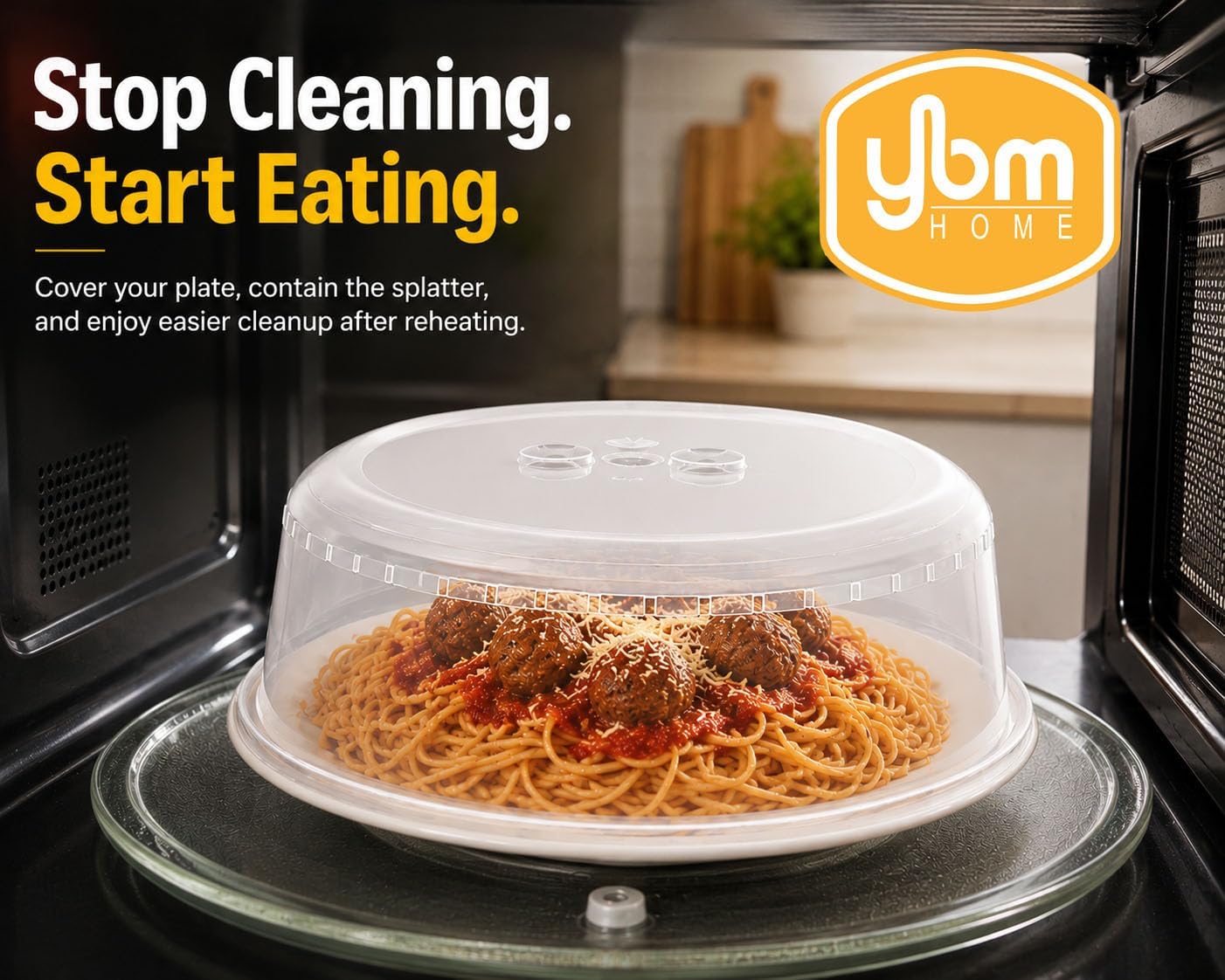 YBM HOME Microwave Splatter Cover Keeps Your Microwave Spotless During Food Heating, Anti-Splatter Plate Lid Cover, BPA Free and Dishwasher Safe (1, 2.5x10x9)