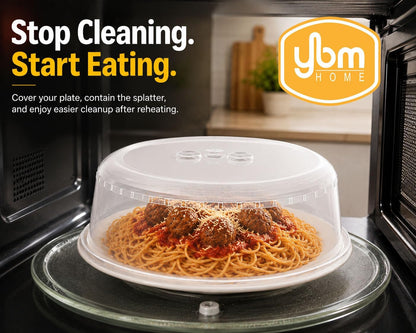 YBM HOME Microwave Splatter Cover Keeps Your Microwave Spotless During Food Heating, Anti-Splatter Plate Lid Cover, BPA Free and Dishwasher Safe (1, 2.5x10x9)