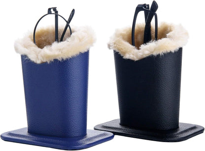 Siveit Plush Lined Eyeglass Holder, PU Leather Eyeglass Case, Anti-Scratch Glasses Storage Organizer for Desk Office Nightstand,2 Packs (Black, Navy)