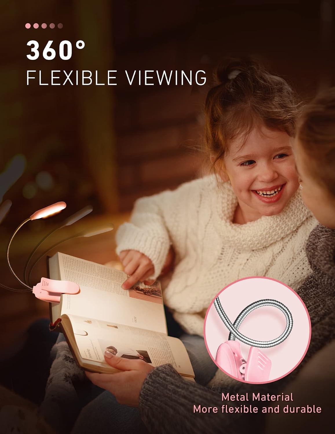 Monotremp Rechargeable Book Lights for Reading at Night, Clip-On 3 Colors | Eye-caring ultralight clip-on, stepless dimming, no flicker, amber mode, 80H runtime, 1.3oz, memory, gift for book lovers.