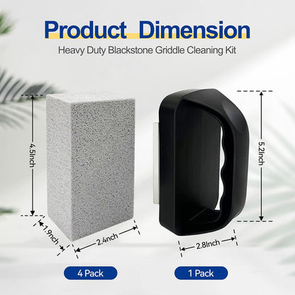 Blackstone Griddle Cleaning Brick Block, 5Pcs Grill Stone Kit | Heavy-Duty Pumice Stone Flat Top Griddle Cleaner for Stove with Handle, Grill Brick Removes Grease, Rust and Stains