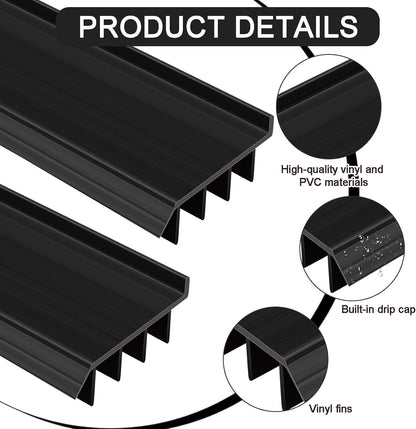 2 Pcs 3 Feet Brown Vinyl Door Bottom Adjustable Weatherstrip Door Bottom with Drip Cap Weatherproof Under Doors Seal for Gaps from 1/4'' to 9/16'' for 1 3/4'' to 2'' Thick Doors