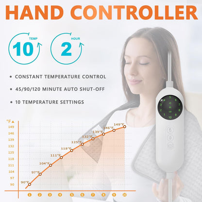 Heating Pad for Neck and Shoulders and Back Pain Relief, Large Size 24”X34” Electric Heating Pad with 9 Heat Setting & 4 Auto-Off Timers - Gifts for Women Men