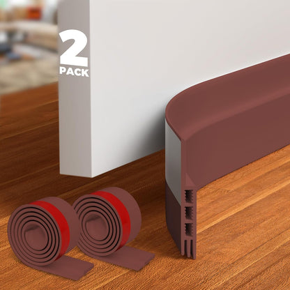 Holikme Door Draft Stopper 2-Pack, Under Door Seal for Bottom Gap Filler | Strong Adhesive Silicone Weather Stripping Garage Window Blocker Cold Air & Noise, Easy Install Door Sweep Strip Save Energy
