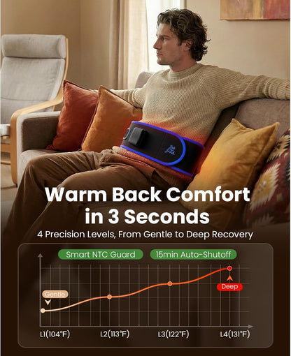 BOB AND BRAD ThermoRed Cordless Heating Pad for Lower Back with Red Light
