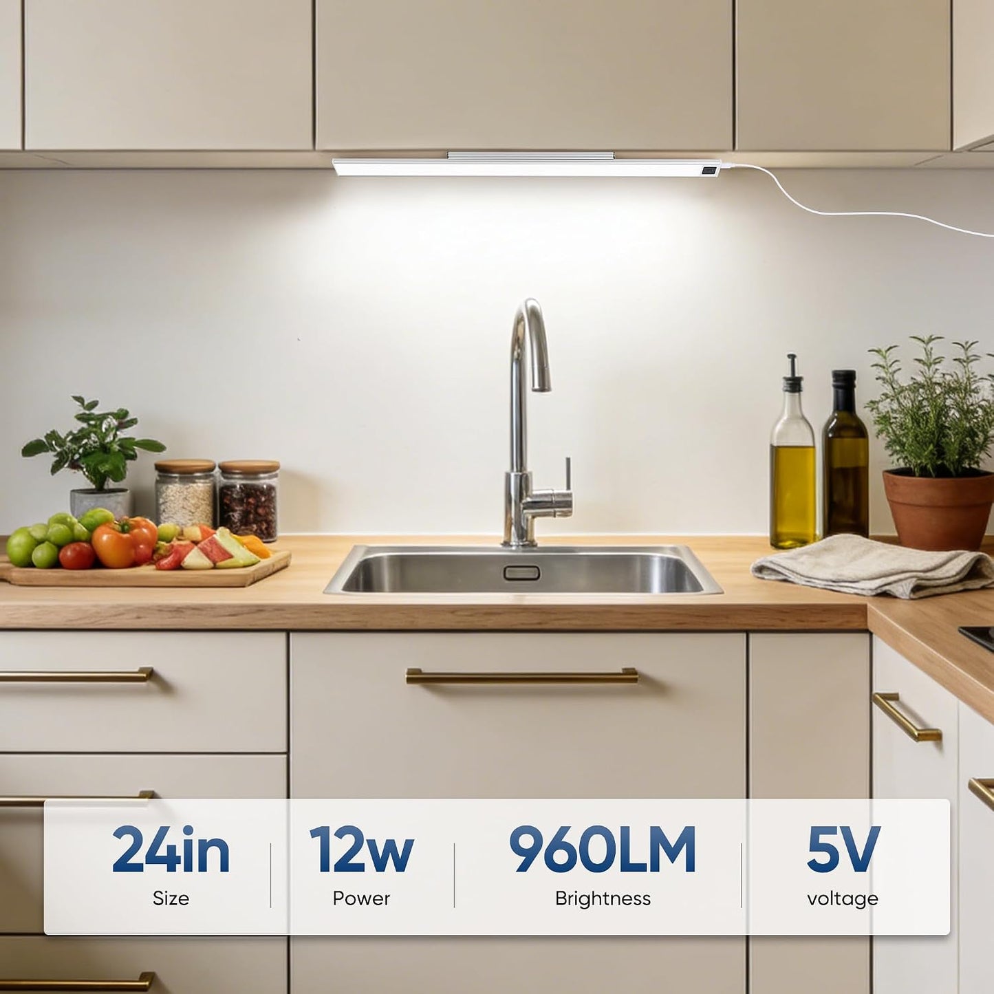HEYAN 16inch Under Cabinet Lighting, Wall-Mounted Study Lights | 3 Color Temps&Dimmable Hand Sweep Sensor, 90° Rotatable ,Non-Rechargeable, Magnetic Under Closet Lights for Reading,Work