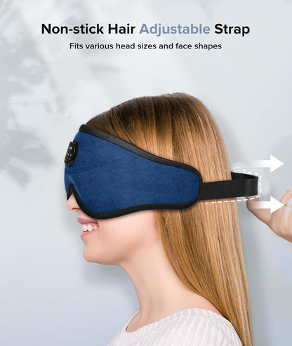 TOPOINT Sleep Mask with Bluetooth Headphones, 3D Eye Mask for Sleep Headphones with White Noise, Total Blackout, 5.4 Bluetooth, Timer, 15 Hours for Women Men, Travel, Meditation, Nap, CPAP Users