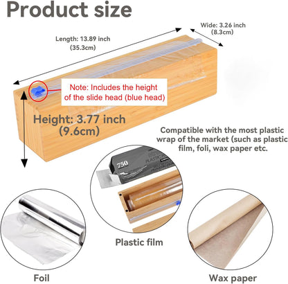 Plastic Wrap Dispenser with Cutter for Aluminum Foil, Plastic Wrap and Wax Paper, Fits 13" Roll（Plus）