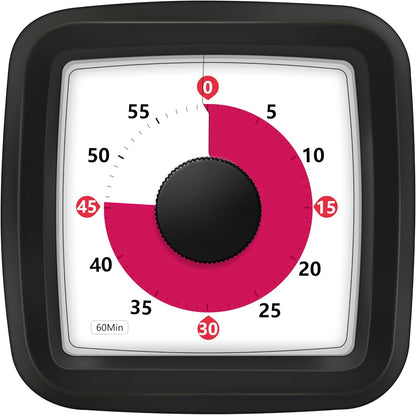 Visual Timer 60 Minute Timer Silent Countdown Clock – No Ticking, Gentle Ring with Mute Option, Timers for Kids Homework Classroom Management Kitchen Pasta, Adult Pomodoro & Deep Work, Purple