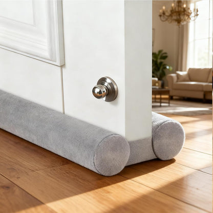 Premium Velvet Under Door Draft Stopper, 30-36 Inch Adjustable Double Sided Door Seal, Noise Blocker and Soundproof Sweep, Blocks Light, Dust, Air, Wind, and Bugs,Gray