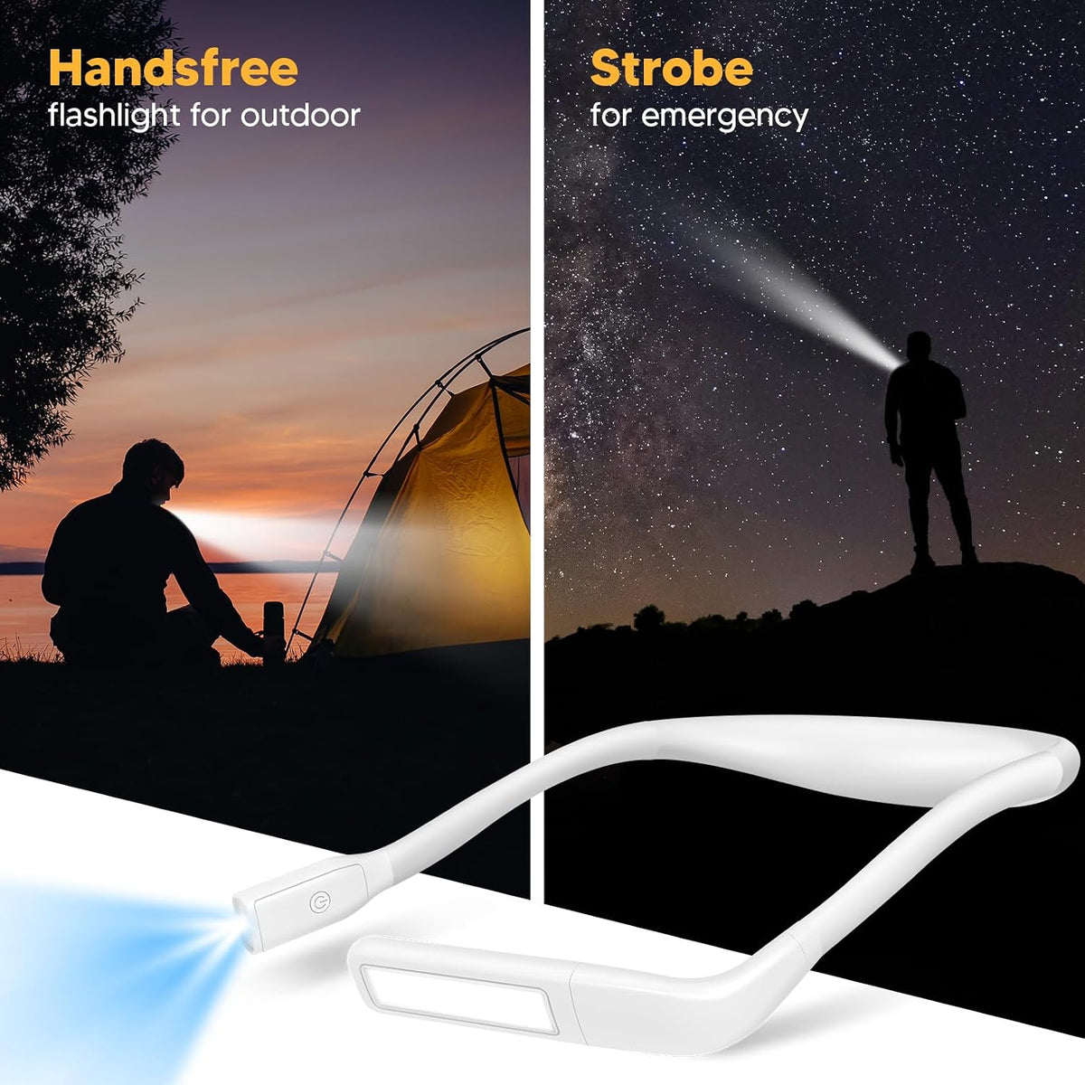 Neck Book Light, Rechargeable Reading Light, 3 Colors Dimmable | Back to School Supplies College Dorm Essentials Bed Lamp, Hands-Free, Dual Lamps, 80H Lasting Neck Light, Gifts for Gilrs