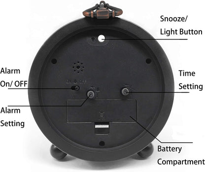 TooTa Vintage Retro Analog Alarm Clock, 4.5 inch Super Silent Non Ticking Small Clock with Night Light, Battery Operated, Simply Design, for Living Room, Bedroom, Bedside, Desk, Gift Clock (Arabic)