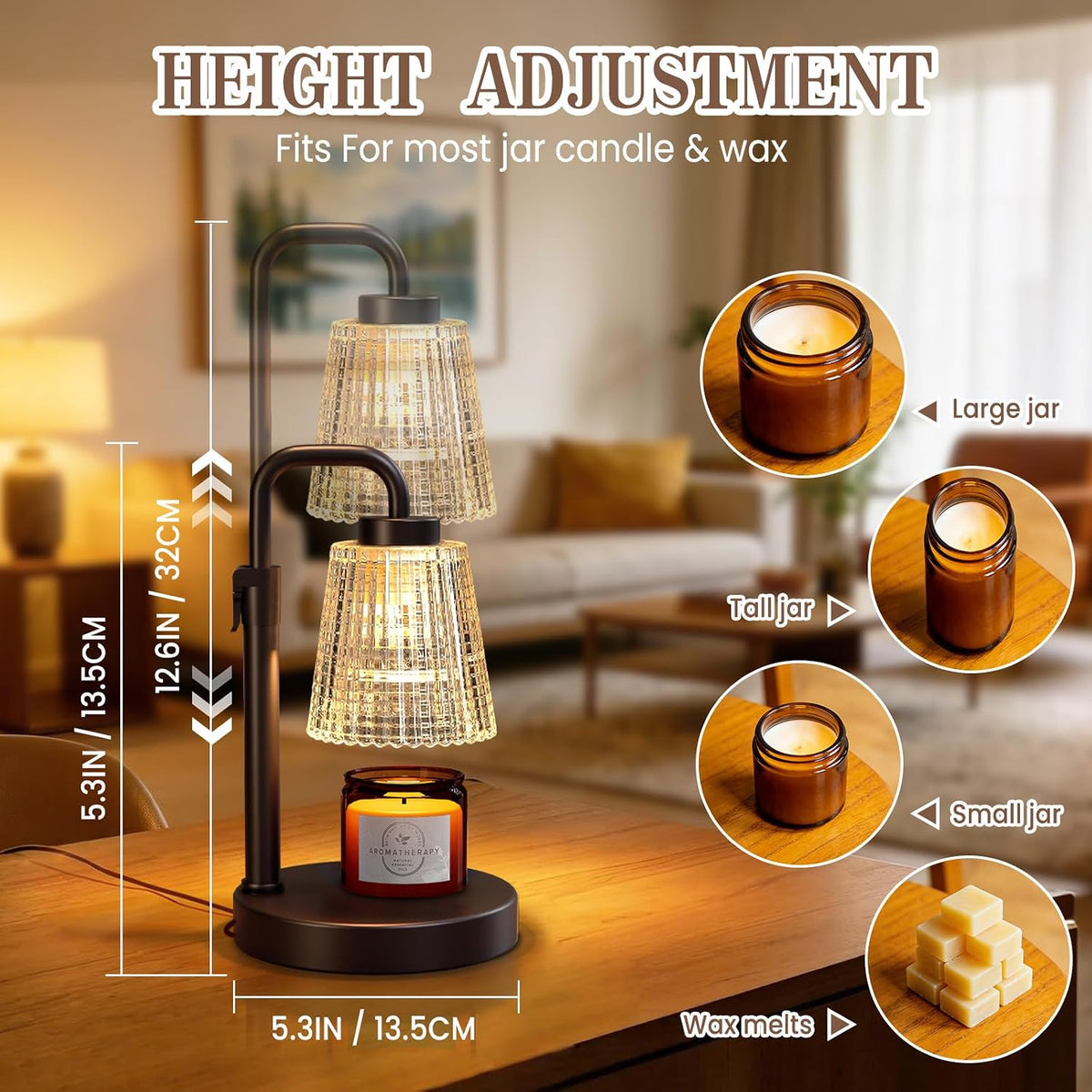 hyrion Candle Warmer Lamp with Timer, Gifts Adjustable Height Candle Lamp