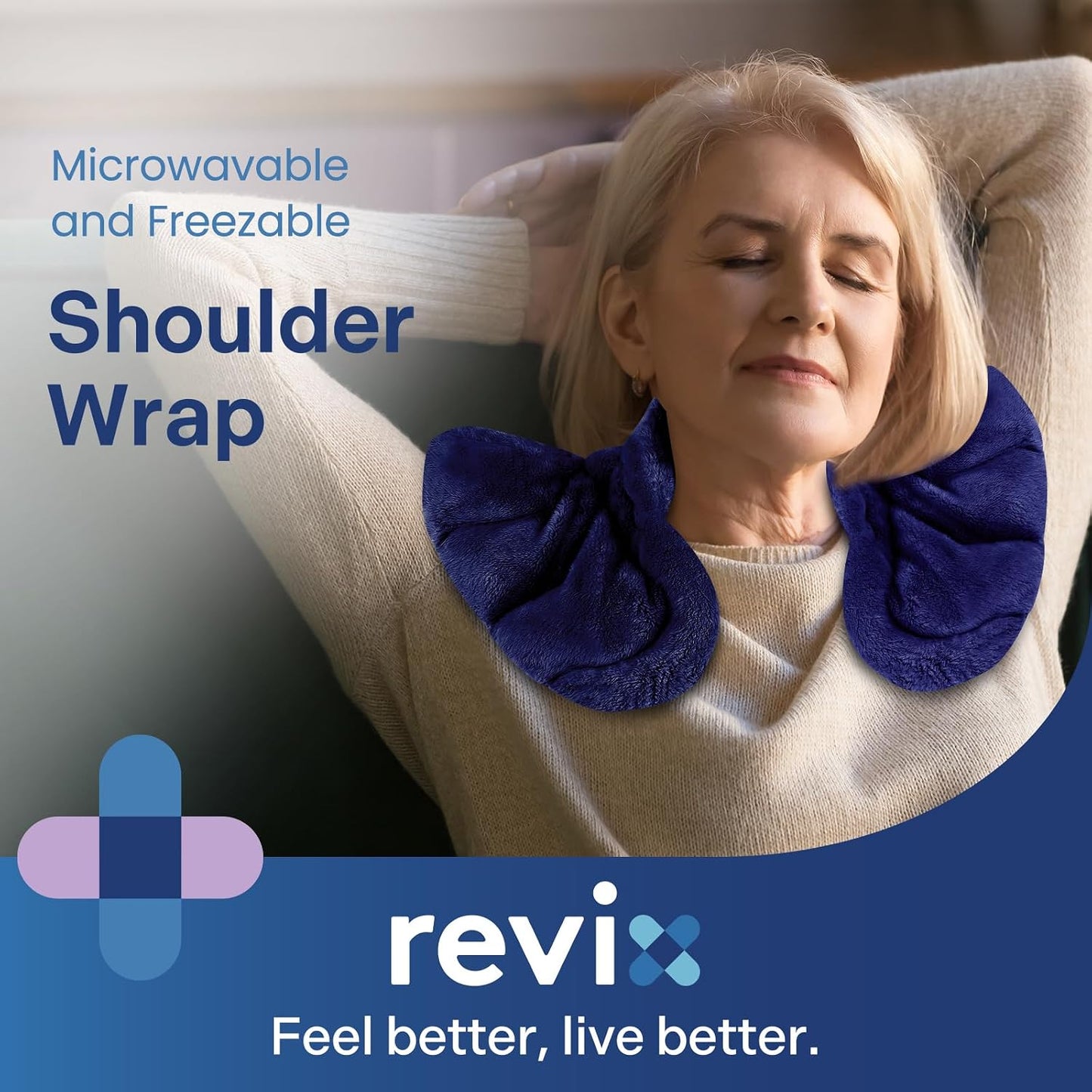 REVIX Microwave Heating Pad for Neck and Shoulders Back, Microwavable Heated Neck Wrap Warmer with Moist Heat, Lavender Aromatherapy Hot and Cold Pack