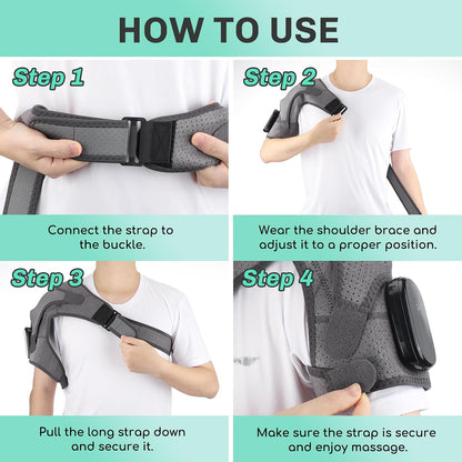 Cordless Shoulder Heating Pad with Massage for Rotator Cuff Pain, 5000mAh Battery Powered Heated Shoulder Brace,Shoulder Warmer for Pain Relief