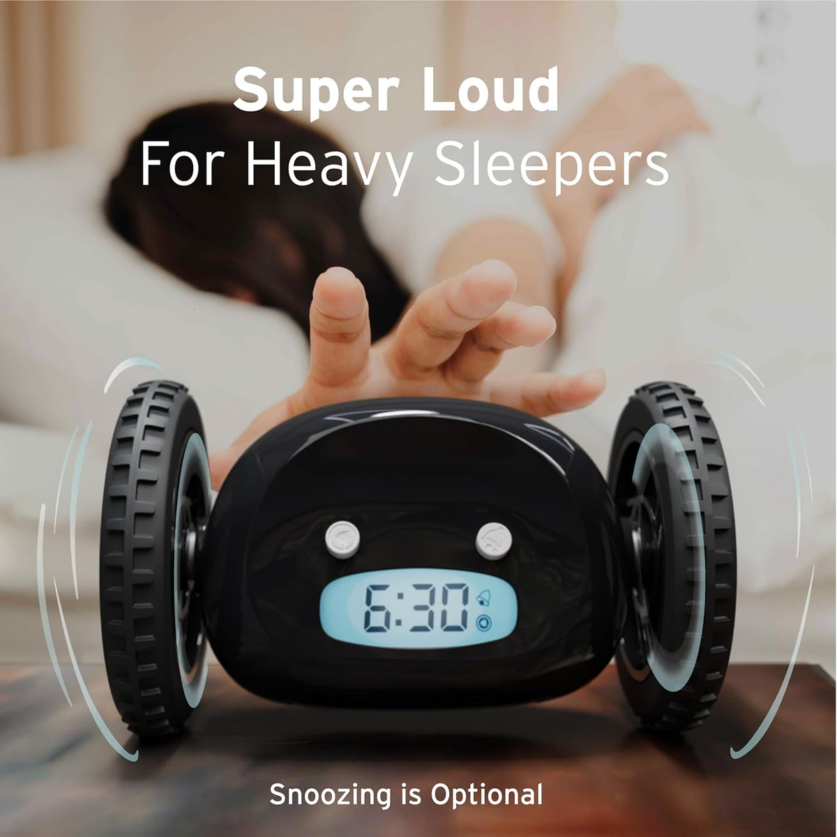 CLOCKY Alarm Clock on Wheels – Loud Rolling Alarm Clock for Heavy Sleepers