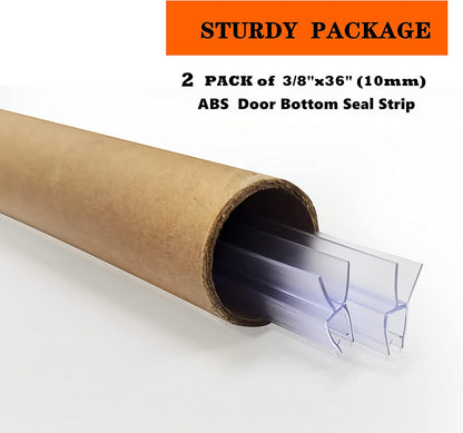 Shower Door Bottom Seal 2-Pack, 36"(914mm) Long PVC Strips with Drip Rail for 5/16"(8mm) Glass Door, Prevent Water from Spilling and Keeps The Room Clean