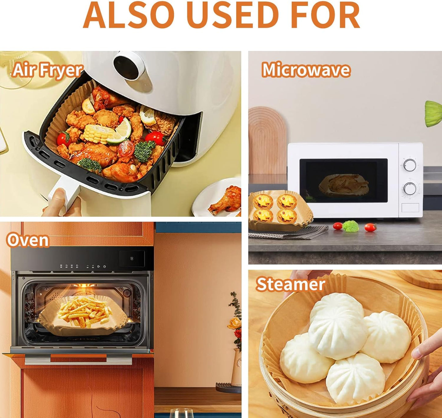Air Fryer Liners Disposable Paper,100Pcs Parchment Paper Liners,Non Stick Airfryer Paper Liners,Food Grade Air Fryer Accessories WaterProof OilProof for Microwave Oven Steamer 6.3inch Square