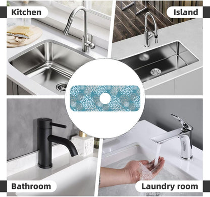 Wildflowers Floral Flower Kitchen Sink Splash Guard Faucet Mat Super Absorbent Fast Drying Mat Sink Gadgets-Fast Drying Pad Sink Mat For Kitchen Bathroom (15" X 5.5" )