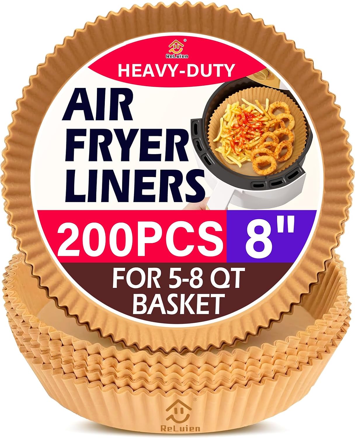 Air Fryer Liners, 8" Parchment Paper for 5-8 QT | Food-Grade Air Fryer Liners Disposable, Oil-Proof, Greaseproof for Baking, Roasting, Microwave Airfryer Baskets Accessories